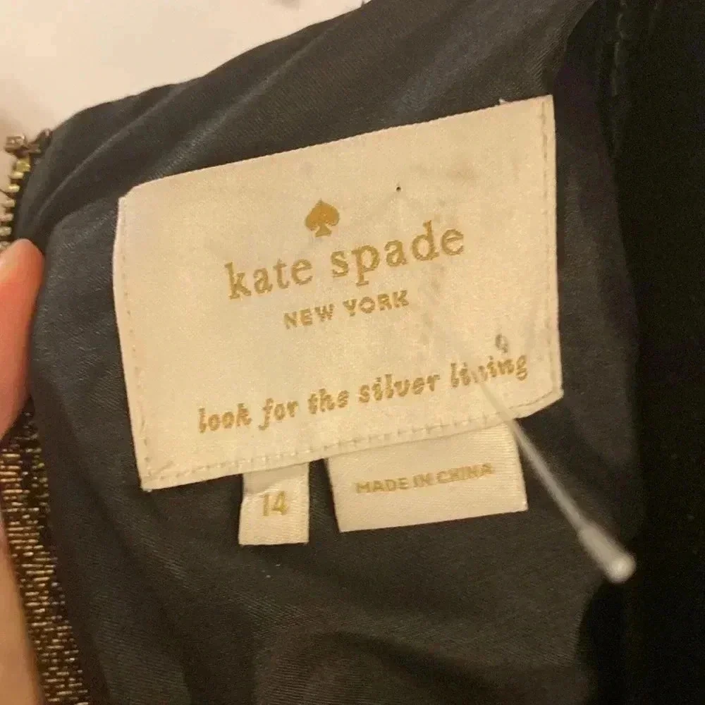 Kate Spade ♠️ metallic gold dress size 14